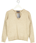 SOSANDAR Beige Chain Detail Knit Jumper UK XS