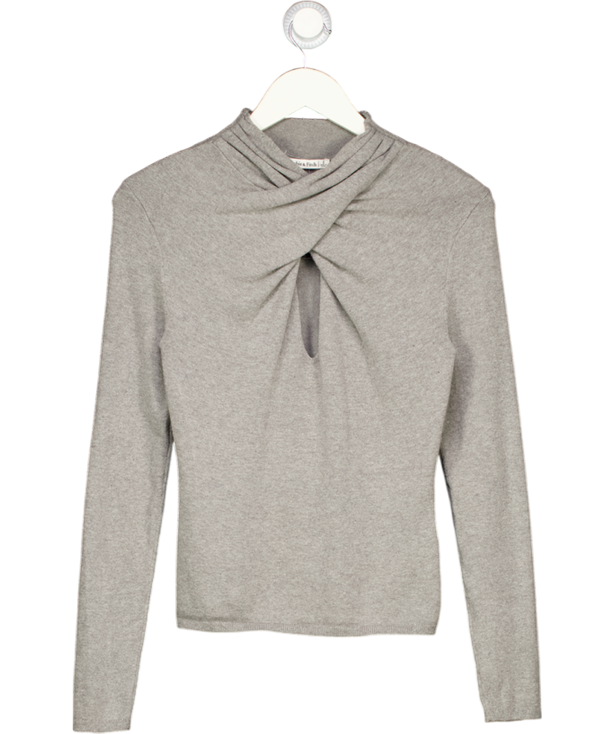 ABERCROMBIE & FITCH Grey Twist Neck Knit Sweater UK S