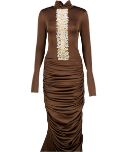 SALMA OSMAN Brown Chocolate Starlight Gown UK XS