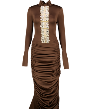 SALMA OSMAN Brown Chocolate Starlight Gown UK XS