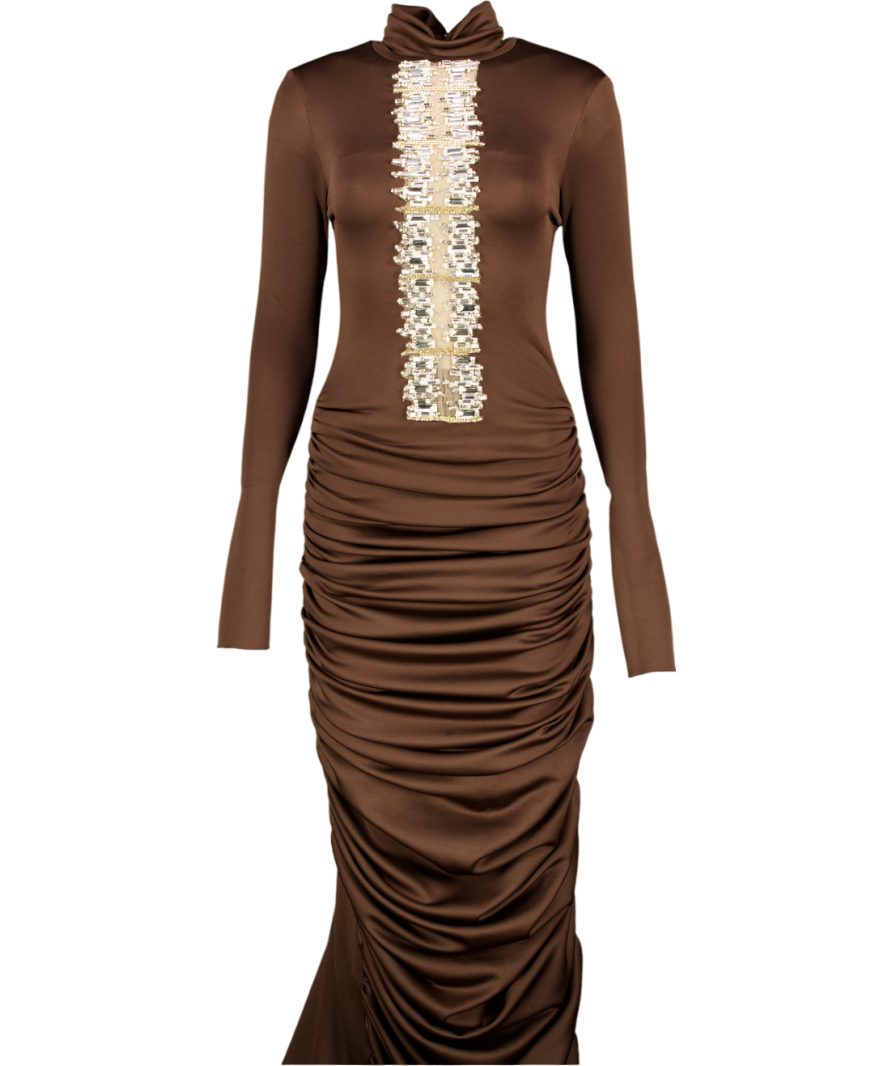 SALMA OSMAN Brown Chocolate Starlight Gown UK XS