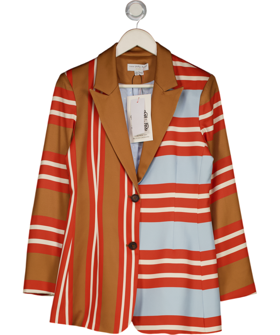 NEVER FULLY DRESSED Orange / Tan Multi Stripe Blazer UK 8