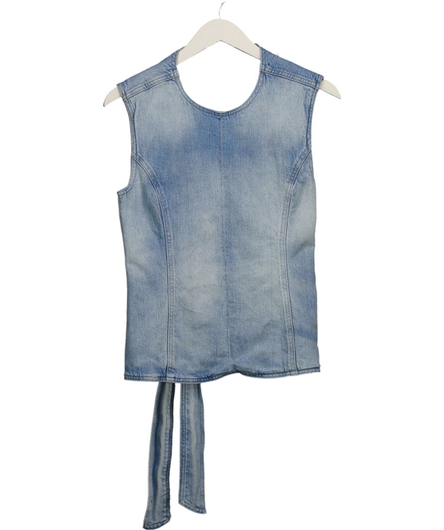 ZARA Blue Denim Open Tie Back Top UK M