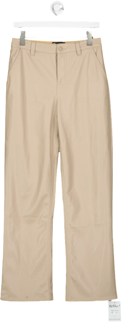 ASOS Beige Faux Leather Straight Leg Trousers UK 8