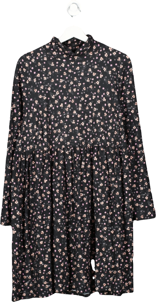 SimplyBe Black Soft Touch Smock Dress In Ditsy Print BNWT  UK 20