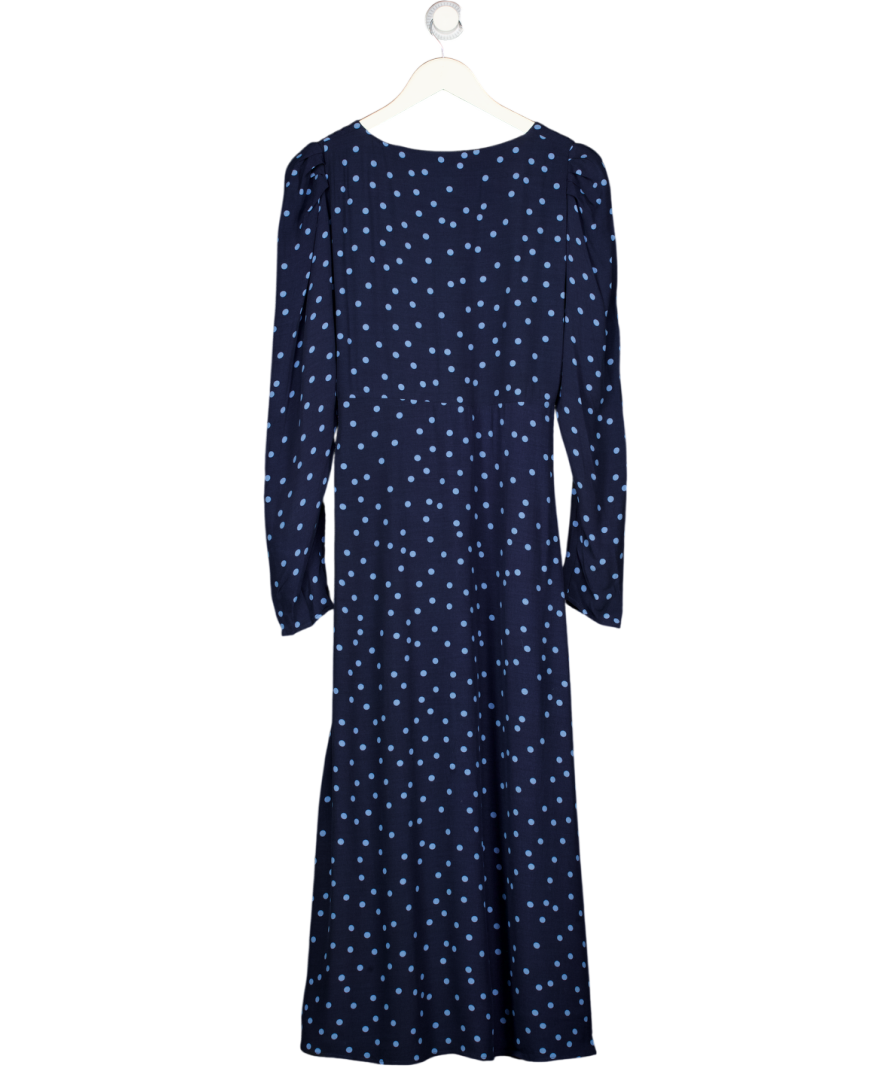 ZARA Blue Polka Dot Long Sleeve Midaxi Dress UK M