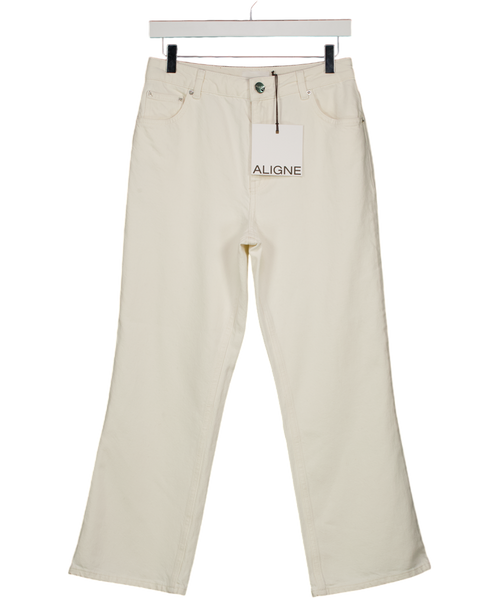 ALIGNE Ecru Cream Mid Rise Cropped Kick Flare Jeans W28