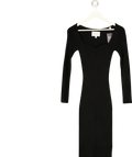 JACK WILLS Black Rib Knit Long Sleeve Sweetheart Midi Dress UK 8