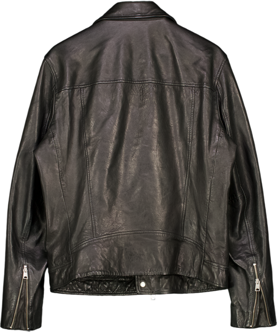 ALLSAINTS Black Leather Biker Jacket UK L