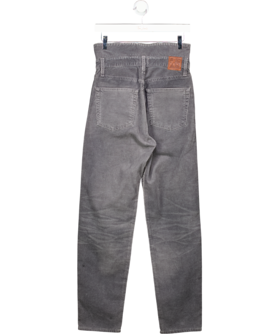 Jean Atelier Grey Corduroy Straight Leg Fold Over Trousers W25