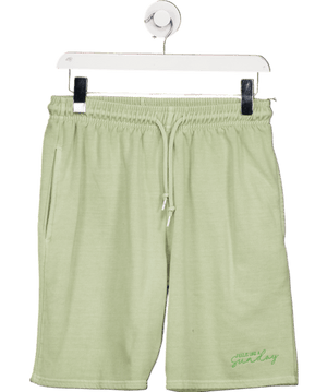 Feels Like a Sunday Sage Green Embroidered Logo Sweat Shorts UK S