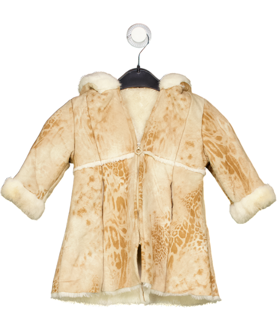 Mafrat Yellow Giraffe Print Fur Lined Coat 12-18 Months