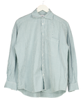 WNU WITH NOTHING UNDERNEATH Green Seersucker  Striped Boyfriend Shirt UK M