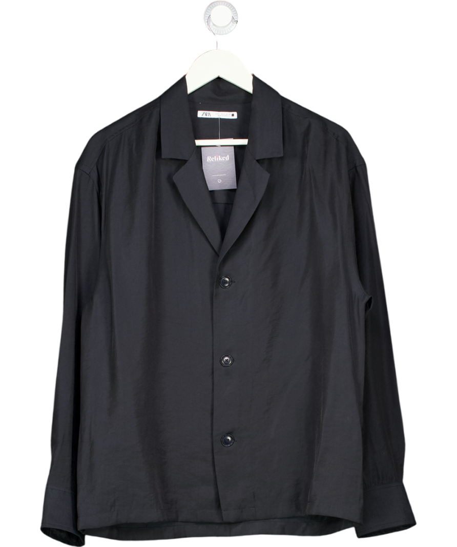 ZARA Black Oversized Linen Shirt UK S