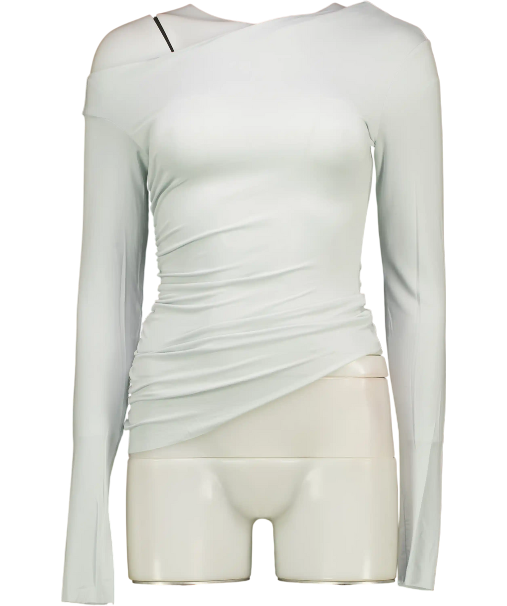 SKIMS Pearl Grey Cupro Jersey Asymmetrical Top UK XS