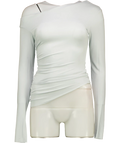SKIMS Pearl Grey Cupro Jersey Asymmetrical Top UK XS