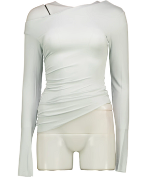 SKIMS Pearl Grey Cupro Jersey Asymmetrical Top UK XS