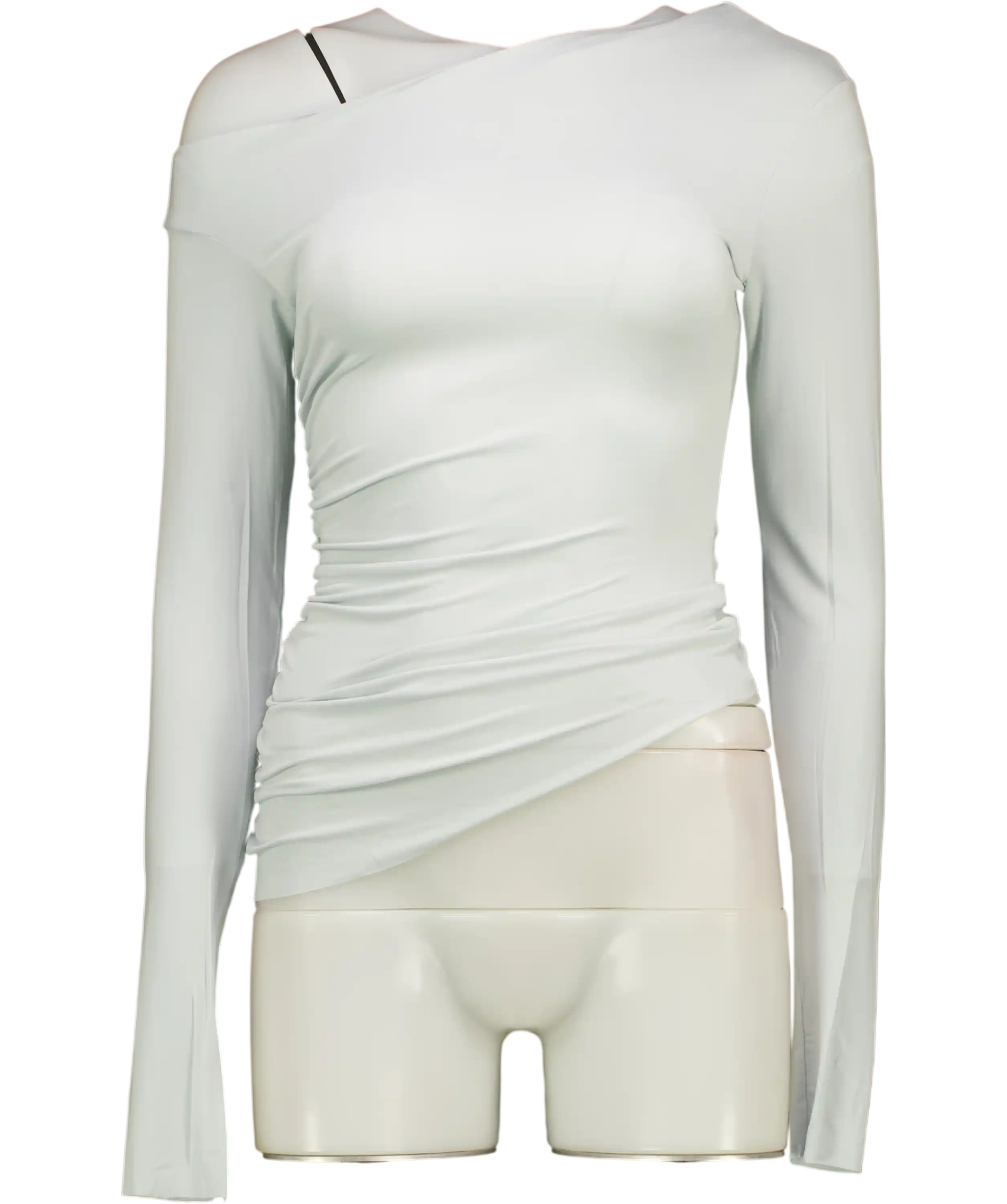 SKIMS Pearl Grey Cupro Jersey Asymmetrical Top UK XS