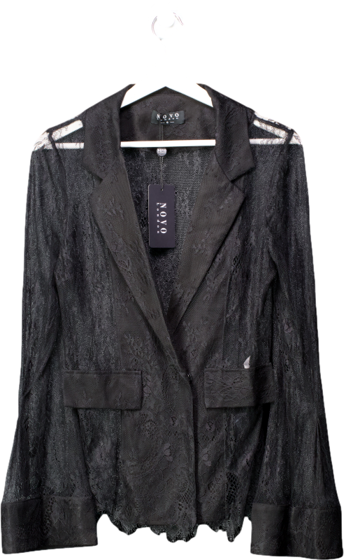 Novo London Black Lace Blazer With Bell Sleeves UK 8