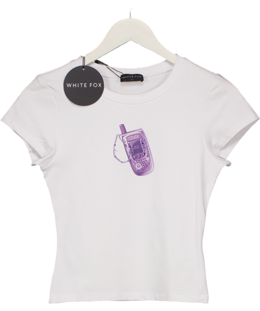 White Fox White Ring My Phone Baby Tee UK S