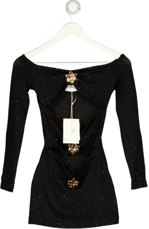PEPPERMAYO Gabriela Off Shoulder Mini Dress - Black UK XS/S