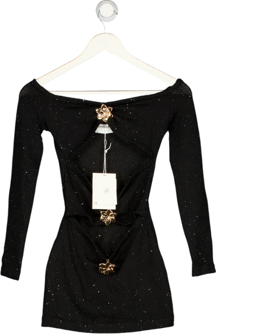 PEPPERMAYO Gabriela Off Shoulder Mini Dress - Black UK XS/S