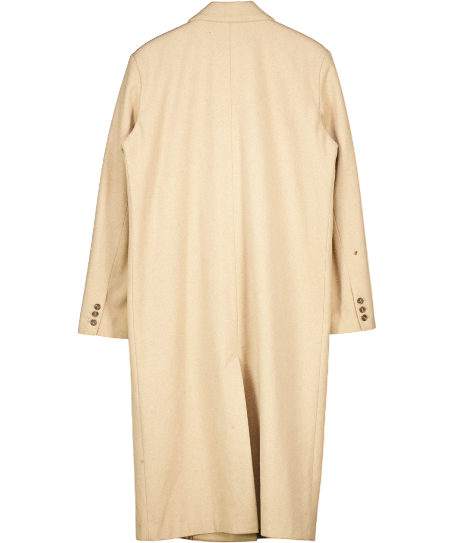 ASOS Beige Double Breasted Wool-look Long Coat UK 10