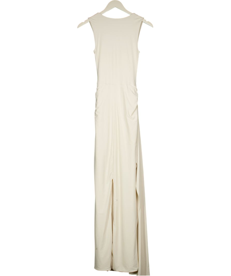 OH POLLY Cream Nayeli Square-neck Tie-gather Maxi Dress In Pearl UK S