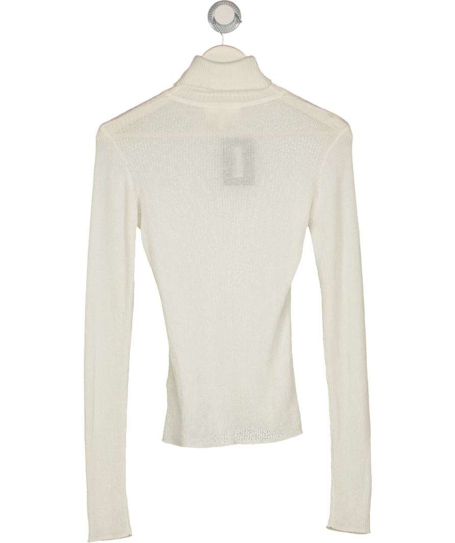 THE COUTURE CLUB Cream Ribbed Roll Neck Top UK 8