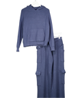 Edikted Blue Wynter Oversized Knit Hoodie And Joggers UK S