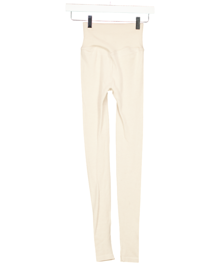 AIM'N Beige Café Au Lait Ribbed Wool Leggings UK XS