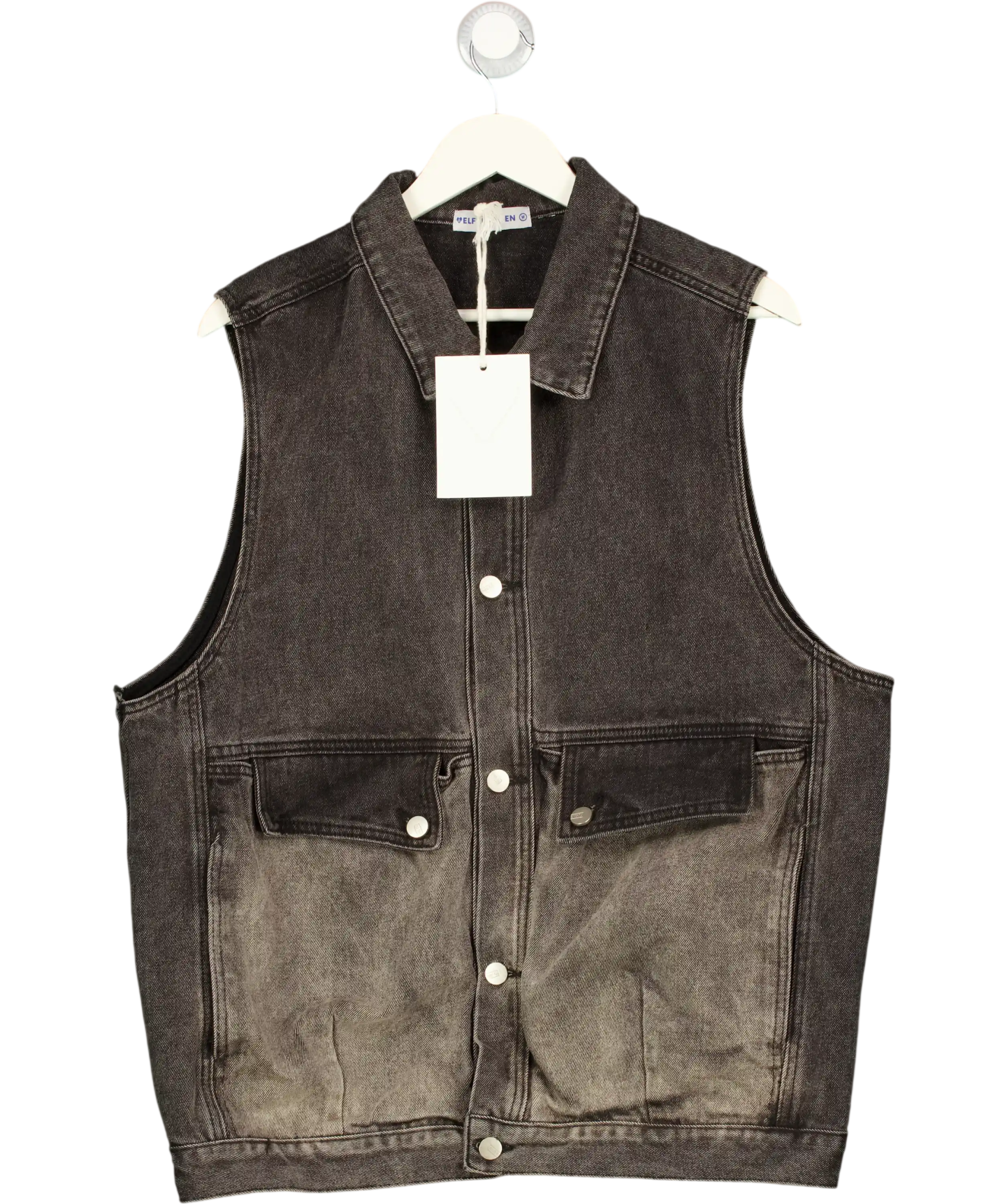 Aelfric Eden Super Boxy Washed Denim Vest Grey UK M
