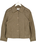 M&S Brown Checked Collared Short Jacket UK 10