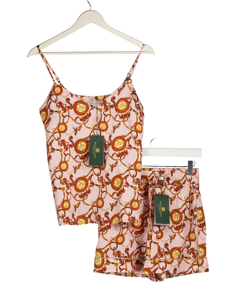 HOLLAND COOPER Blush Pink 100% Silk Pyjama Shorts And Cami Set UK XS