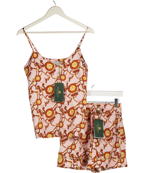 HOLLAND COOPER Blush Pink 100% Silk Pyjama Shorts And Cami Set UK XS