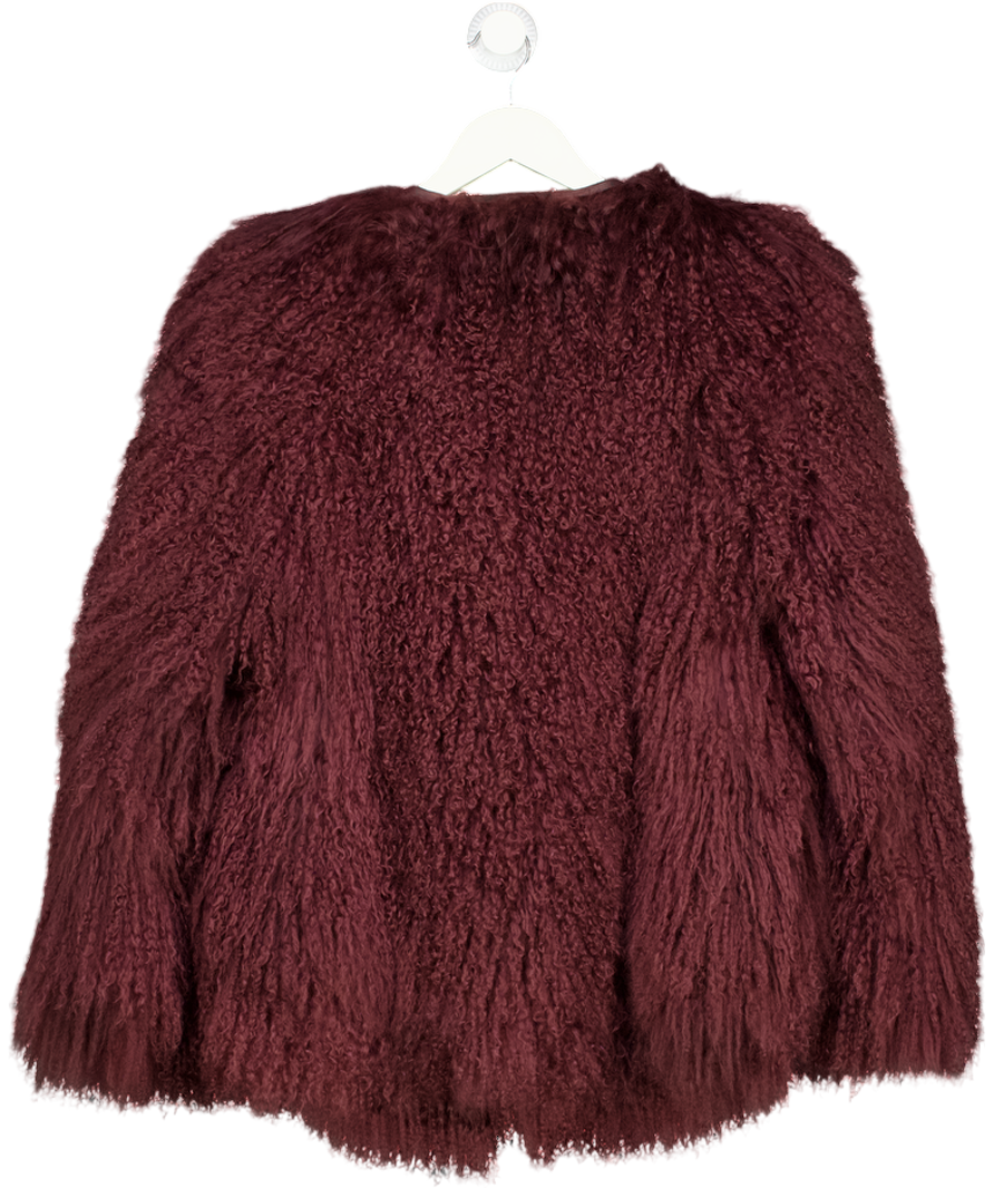 DE SAVARY LONDON Burgundy Red  Mongolian Coat UK S