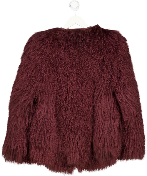 DE SAVARY LONDON Burgundy Red  Mongolian Coat UK S