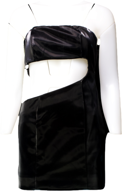 MURCI Black Pu Cut Out Bandeau Mini Dress UK 8