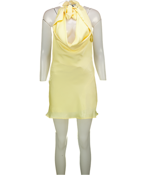 Peppermayo Yellow Cory Cowl Scarf Mini Dress UK 10