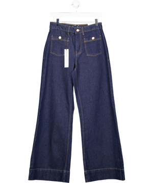 River Island Blue High Rise Front Pocket Palazzo Jeans UK 10