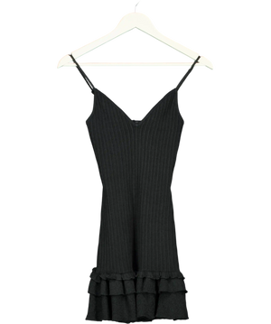 SKIMS Black Sheer Knit Ruffle Mini Dress Onyx UK XS