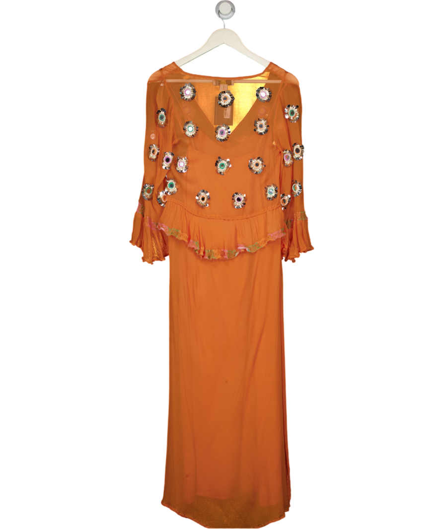 NEVER FULLY DRESSED Orange Apricot Embellished Ines Dress UK 8