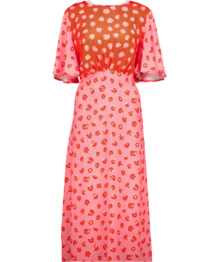 TWISTED WUNDER Pink Floral Midi Dress UK 22