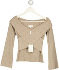 PRETTY LAVISH Cream Daphne Cross Over Knit Top UK XS