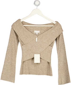 PRETTY LAVISH Cream Daphne Cross Over Knit Top UK XS