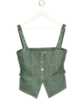 STINE GOYA Embellished Denim Top - Dark Green UK XL