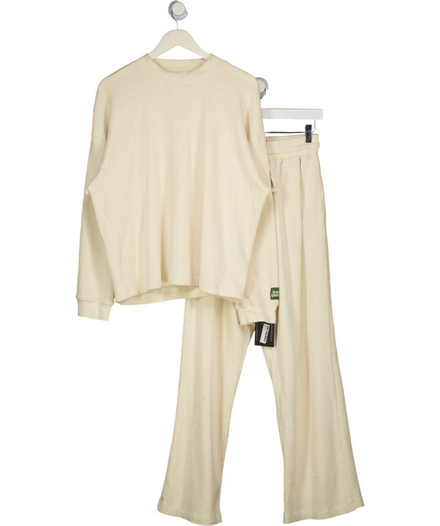 DAILY DRILLS 2-piece Cream Waffle Loungewear Set UK XS/S