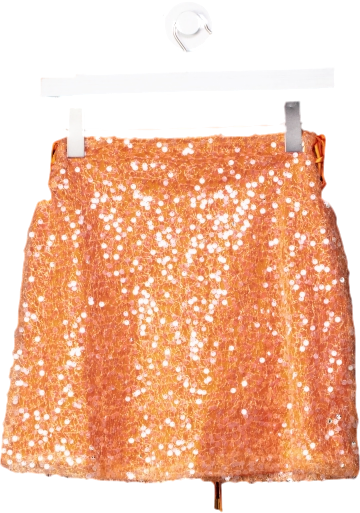 Amy Lynn London Orange Miberty Sequin Mini Skirt UK S