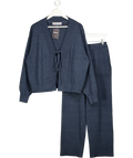 FREE PEOPLE 2-piece Navy Blue Marl Knitted Loungewear Set UK S