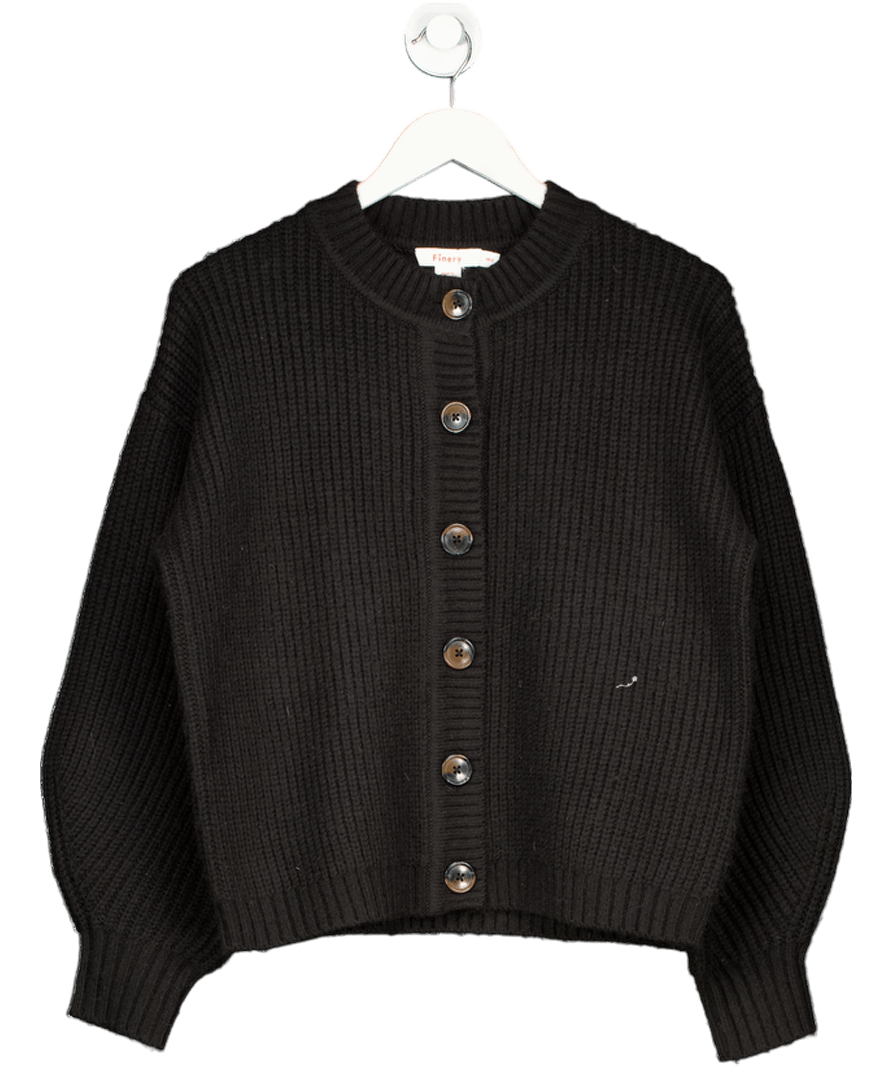 Finery Black Rib Knit Cardigan UK 8 - Reliked